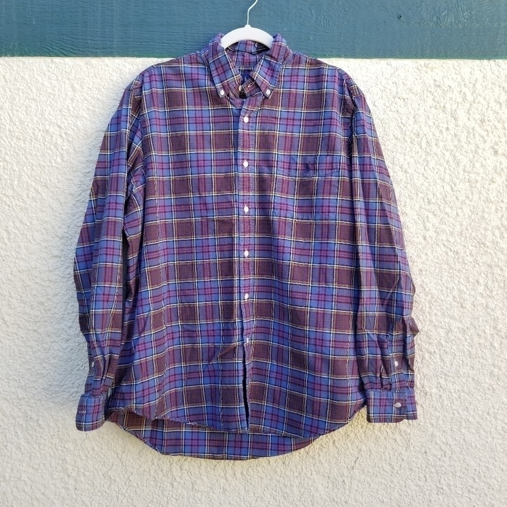 Ralph Lauren plaid button down shirt blue with red yellow black yellow XL